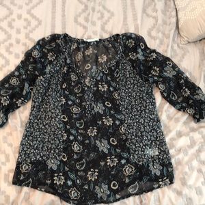 Maurices Sheer Flowy Navy Top